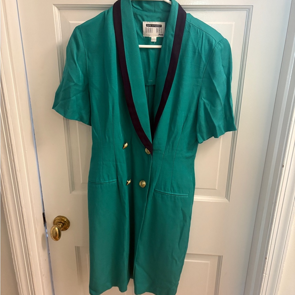 Vintage Teal Double-Breasted Dress